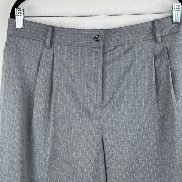 Calvin Klein Gray Pinstripe Straight-Leg High Rise Cropped Trouser Pants 14 NWT - Picture 6 of 14